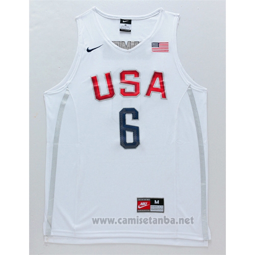 Camiseta USA 2016 Lebron James #6 Blanco
